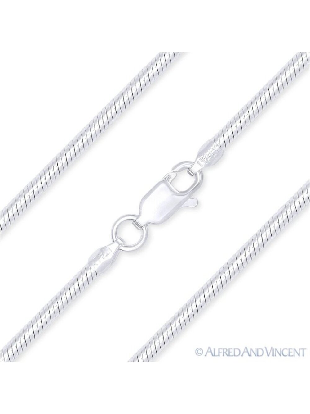 1.9mm Classic Snake Link Italian Chain Necklace in .925 Sterling Silver - 20"